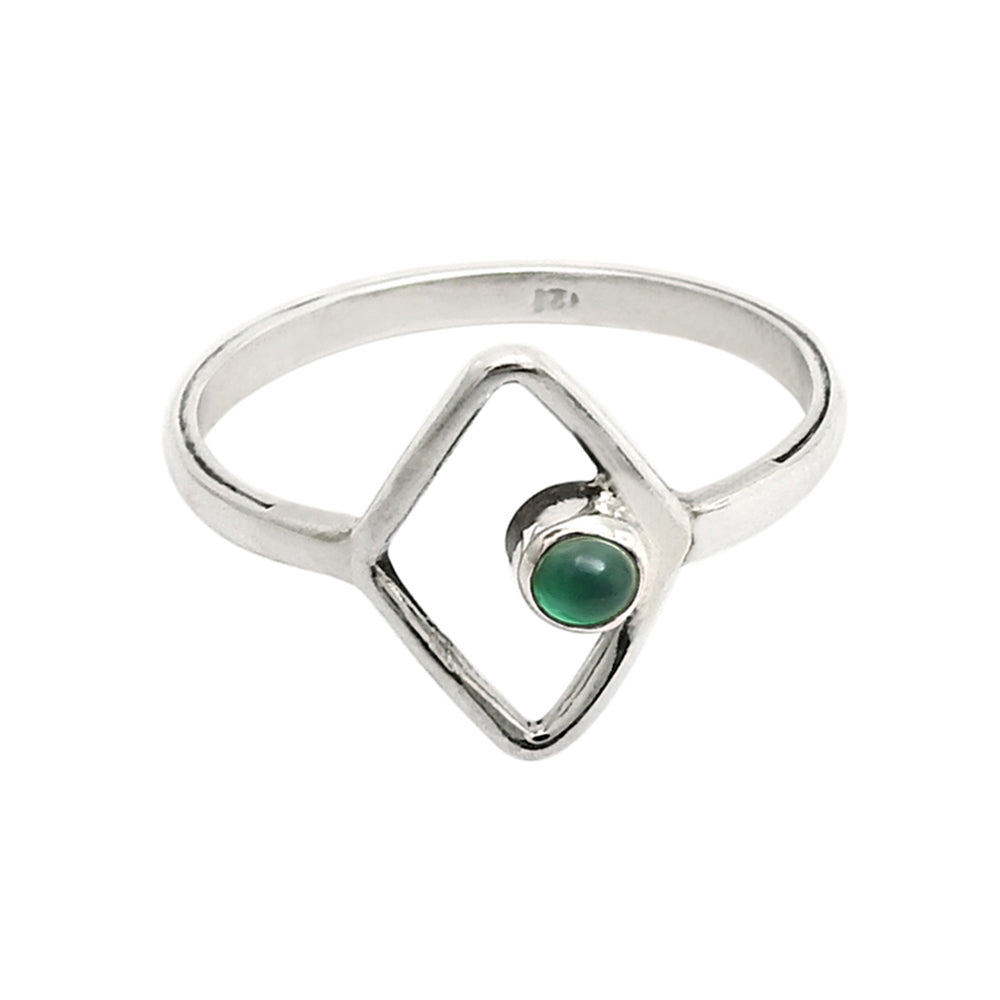 Green Onyx Stone 925 Silver Unique Bezel Band Wife Boho Statement Ring