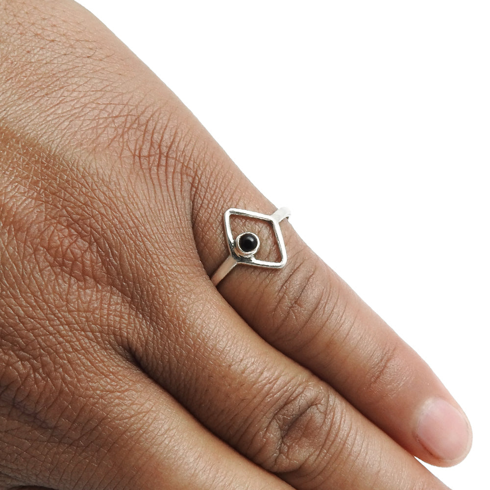 Natural Black Onyx Unique New Band Anniversary Mother Ring 925 Solid Silver