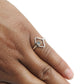 Round Labradorite Gemstone Solid Silver Bezel Band Promise Ring Jewelry
