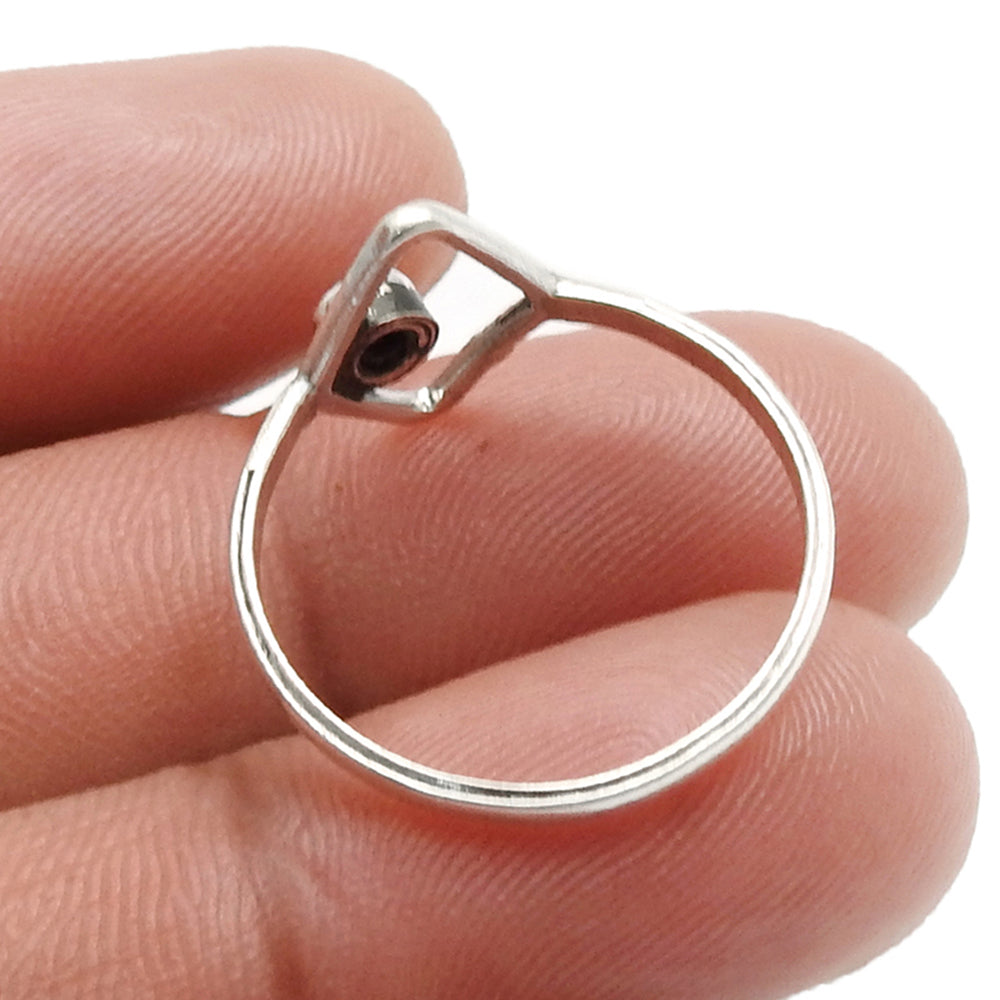 Round Labradorite Gemstone Solid Silver Bezel Band Promise Ring Jewelry