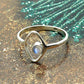 Round Labradorite Gemstone Solid Silver Bezel Band Promise Ring Jewelry