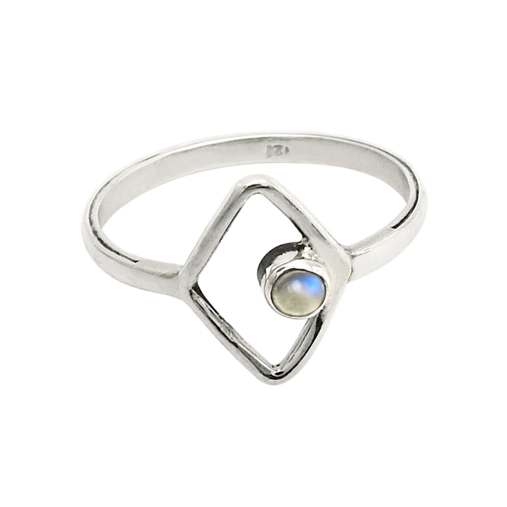 Rainbow Moonstone Stone Solid Sterling Silver Bezel Band Engagement Ring