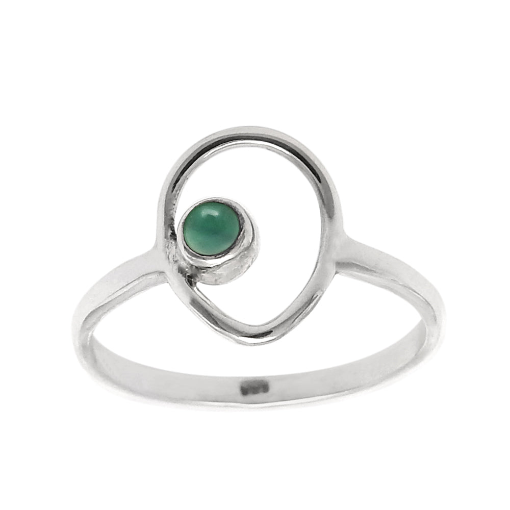 Natural Green Onyx Anniversary Drop Promise Band Daughter Ring Solid Silver