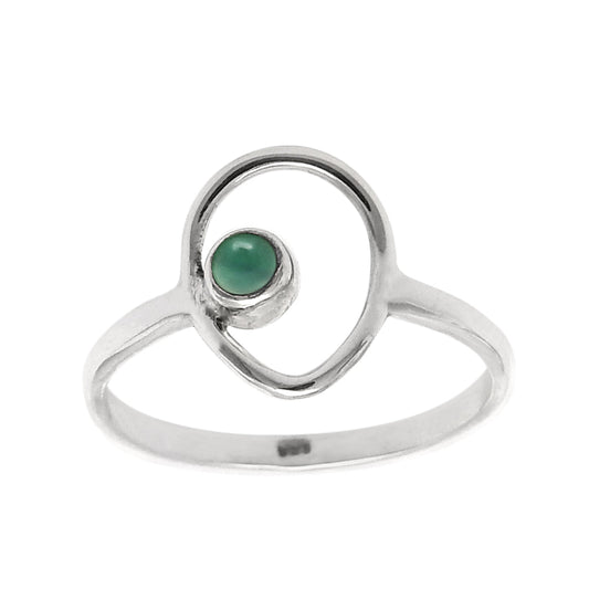 Natural Green Onyx Anniversary Drop Promise Band Daughter Ring Solid Silver