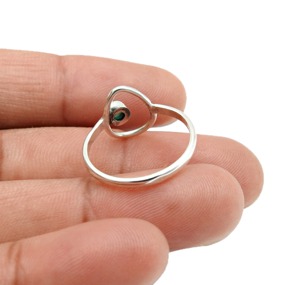 Natural Green Onyx Anniversary Drop Promise Band Daughter Ring Solid Silver