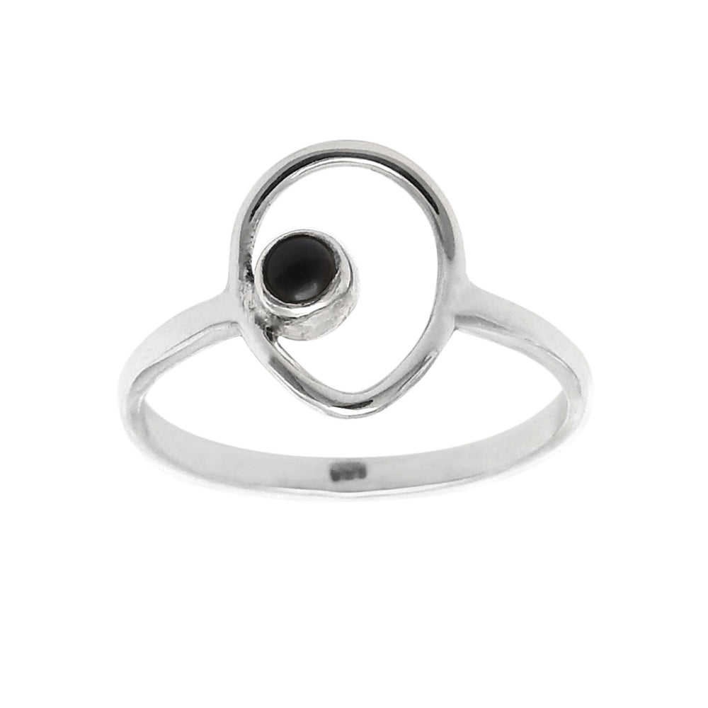 Solid 925 Silver Natural Black Onyx Gemstone Promise Band Ring