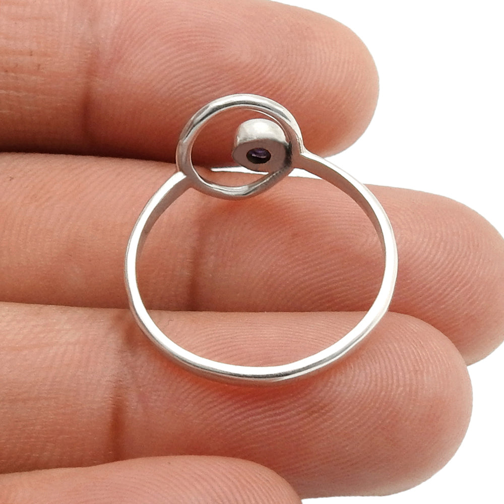 Solid 925 Silver Natural Black Onyx Gemstone Promise Band Ring