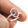 Round Amethyst Stone Solid Silver Birthday Band Mother Statement Drop Ring