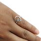 Round Natural Rainbow Moonstone 925 Silver Statement Band Ring