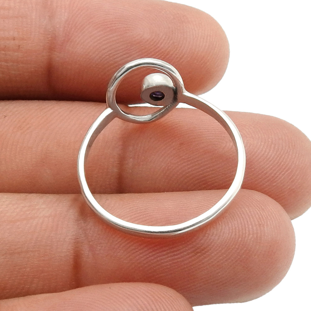 Round Natural Rainbow Moonstone 925 Silver Statement Band Ring