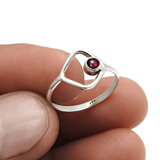 Garnet Stone 925 Silver Statement Wedding Band Promise Art Deco Ring