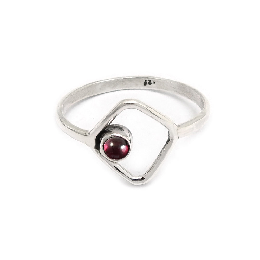 Garnet Stone 925 Silver Statement Wedding Band Promise Art Deco Ring