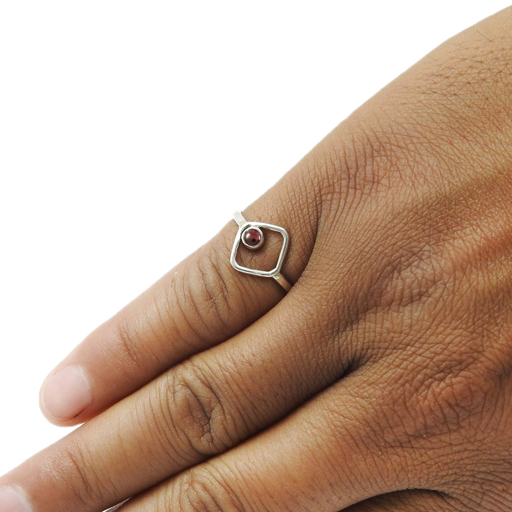 Garnet Stone 925 Silver Statement Wedding Band Promise Art Deco Ring