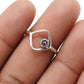 Round Natural Amethyst 925 Silver February Handcrafted Wife Band Bezel Ring
