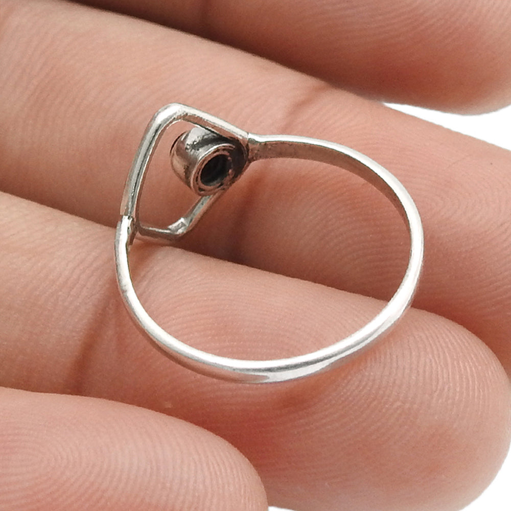 Round Natural Amethyst 925 Silver February Handcrafted Wife Band Bezel Ring