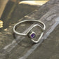 Round Natural Amethyst 925 Silver February Handcrafted Wife Band Bezel Ring