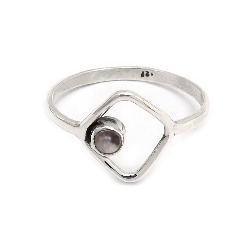 Round Rose Quartz Gemstone Solid Sterling Silver Daughter Band Elegant Ring