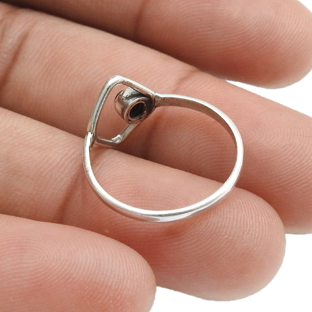 Round Rose Quartz Gemstone Solid Sterling Silver Daughter Band Elegant Ring