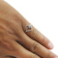 Natural Rainbow Moonstone Statement Band Promise Bezel Ring Solid Silver