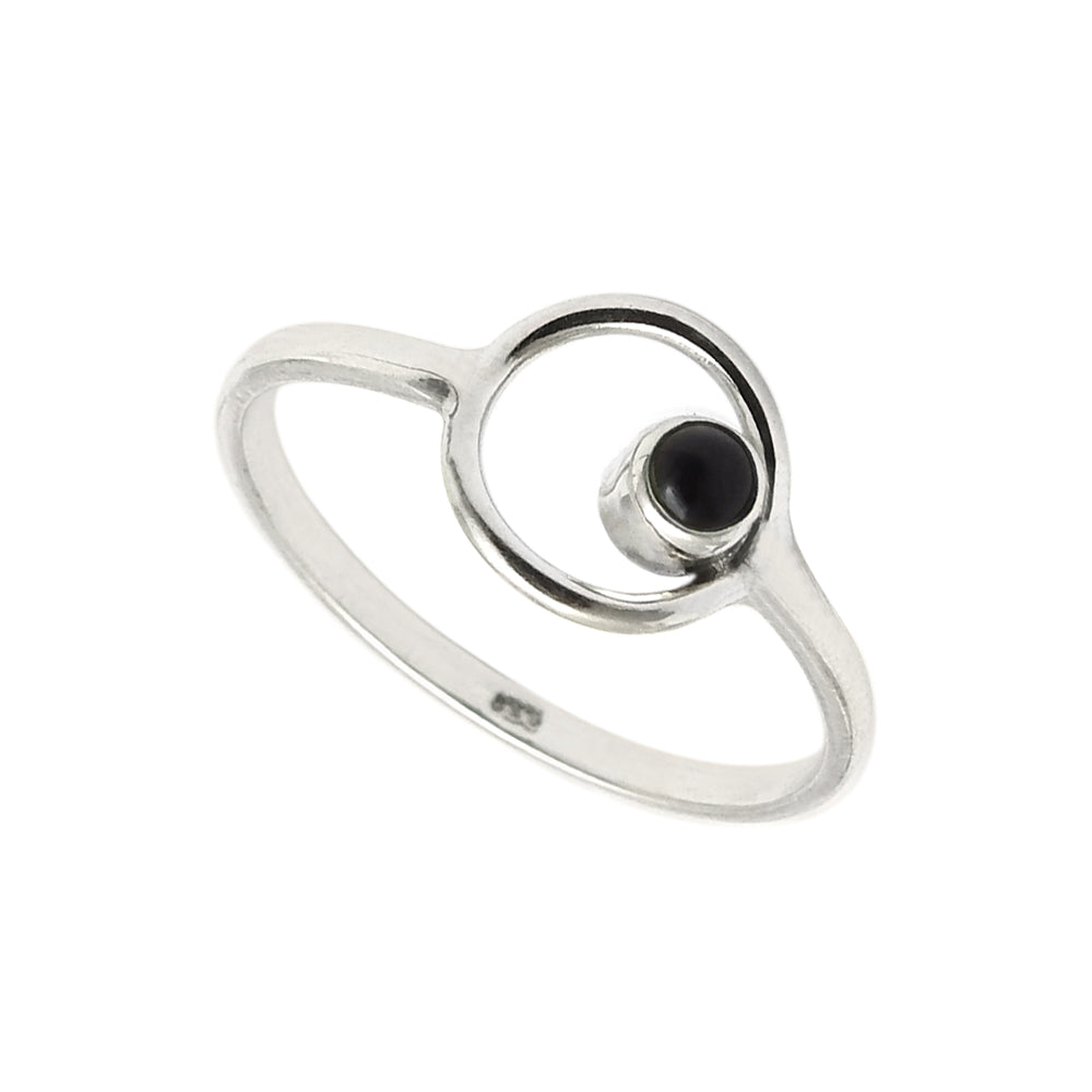 Black Onyx Gemstone Solid Sterling Silver Band Root Chakra Bezel New Ring