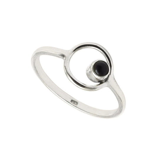 Black Onyx Gemstone Solid Sterling Silver Band Root Chakra Bezel New Ring