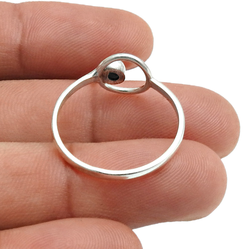 Black Onyx Gemstone Solid Sterling Silver Band Root Chakra Bezel New Ring