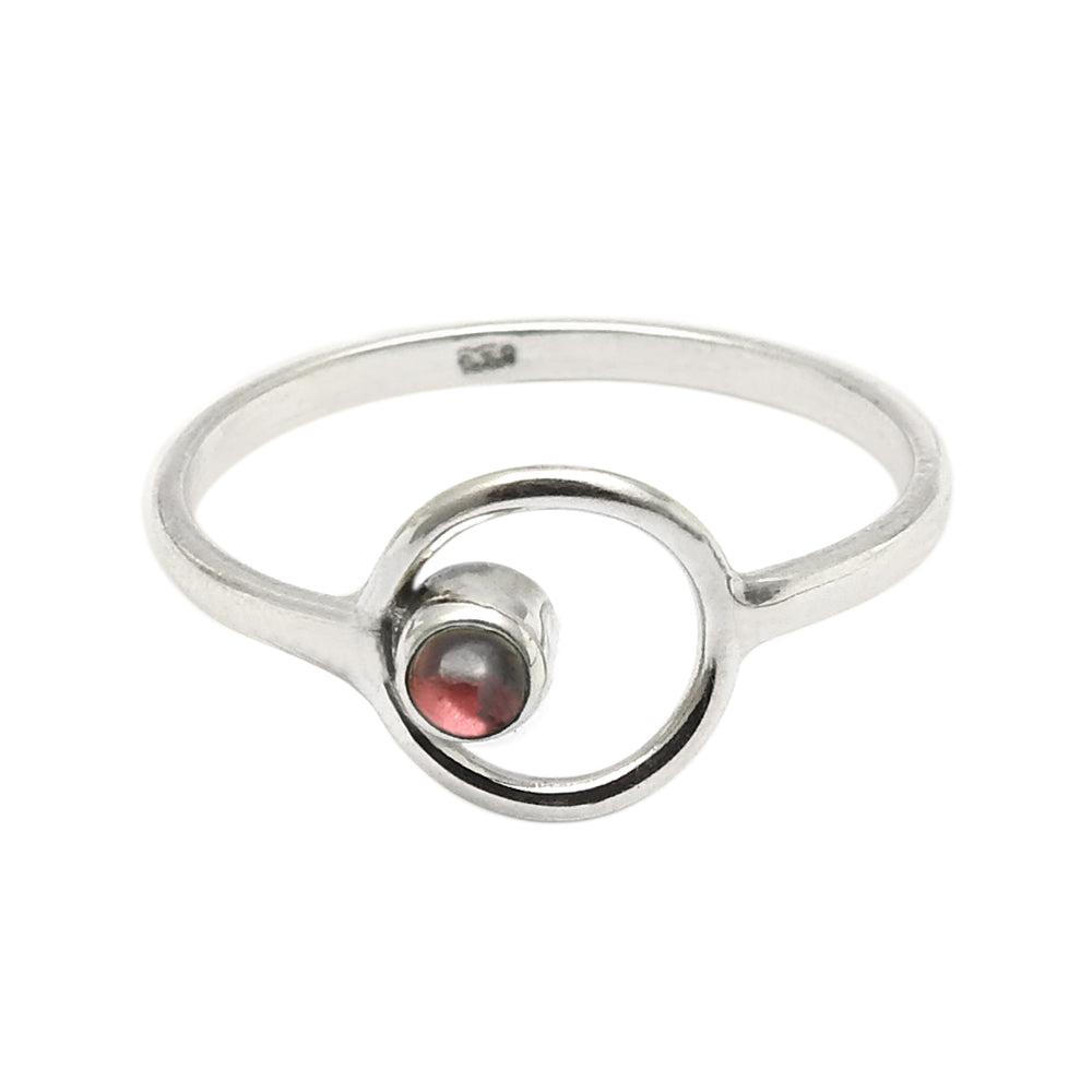 Root Chakra Garnet Gemstone 925 Sterling Silver Promise Bezel Band Ring