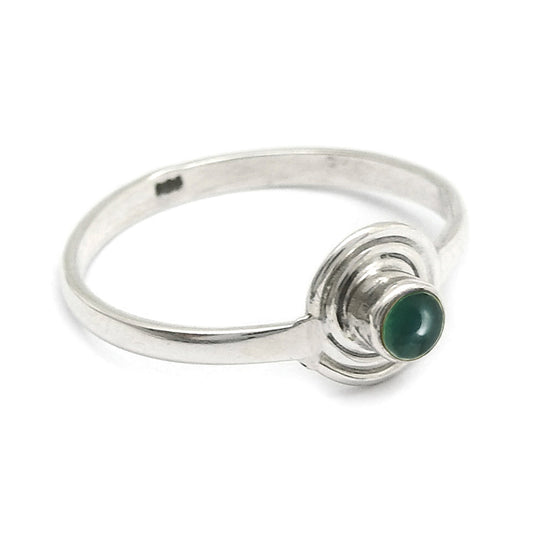 Green Onyx Stone Bezel Anniversary Wedding Band Daughter Ring 925 Silver