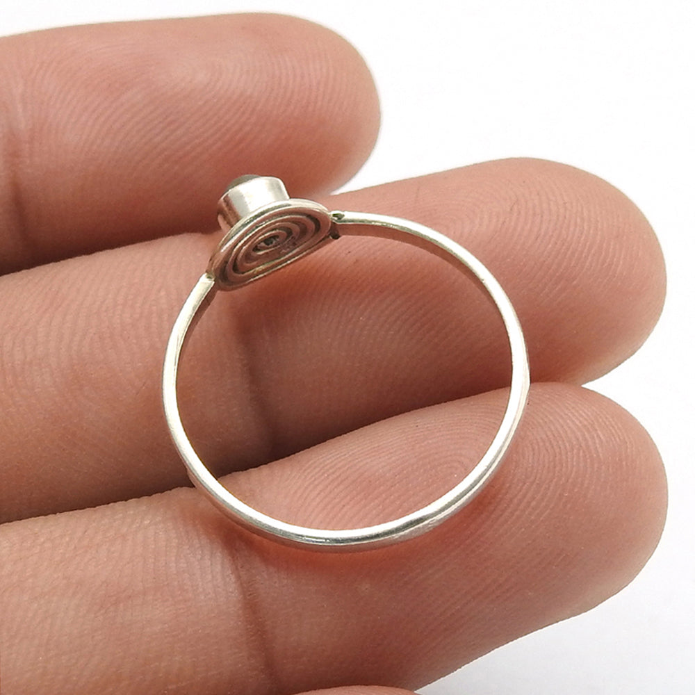 Natural Black Onyx Solid Sterling Silver Mother Bezel Band Promise New Ring
