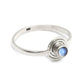 Round Rainbow Moonstone Stone 925 Sterling Silver Band Sister Bezel Ring