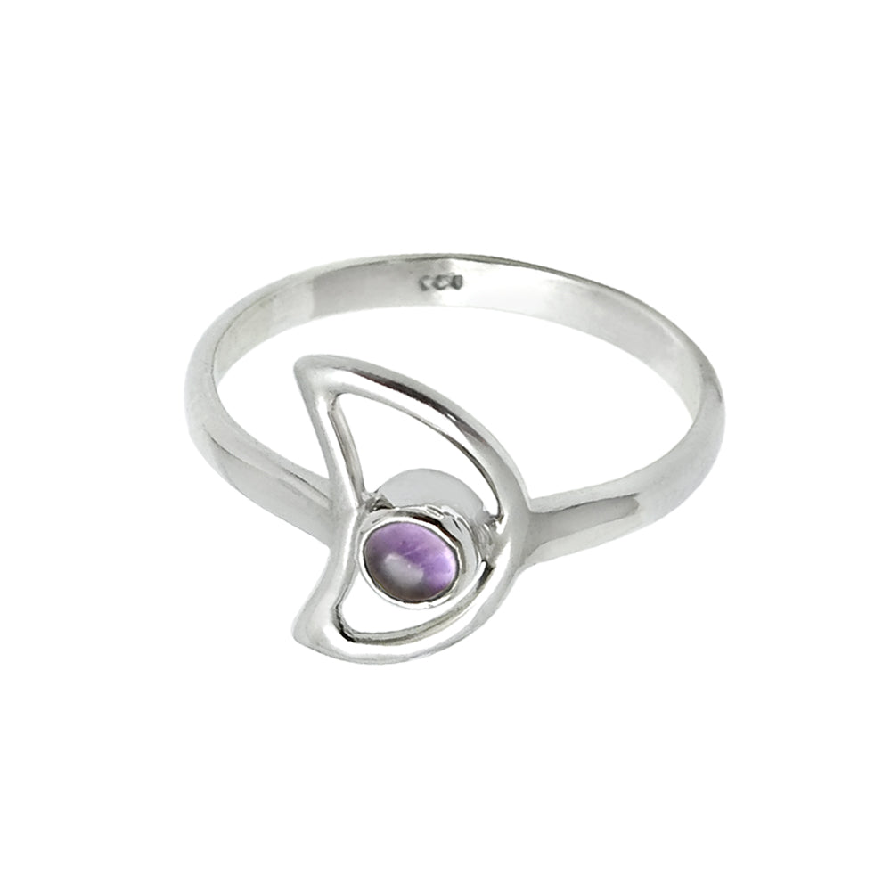 Amethyst Gemstone 925 Silver Promise Band Wife Moon Elegant February Ring