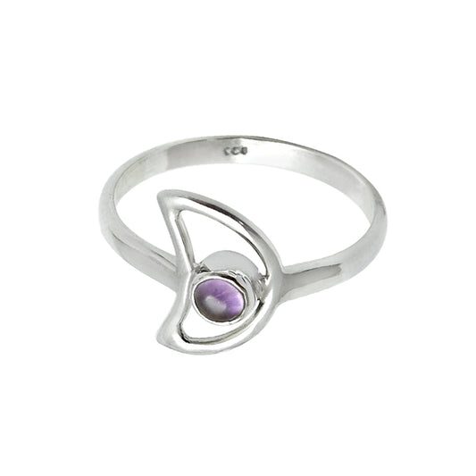 Amethyst Gemstone 925 Silver Promise Band Wife Moon Elegant February Ring