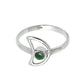 Round Natural Green Onyx 925 Solid Silver Daughter Moon Band Artisan Ring