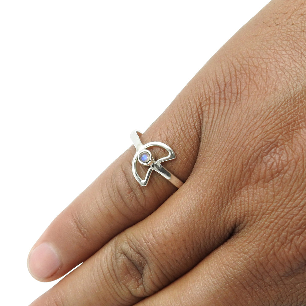 Rainbow Moonstone Gemstone 925 Silver Wedding Wife Engagement Band Ring