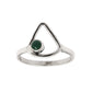 Round Natural Green Onyx Band Triangle Unique Ring Solid Sterling Silver