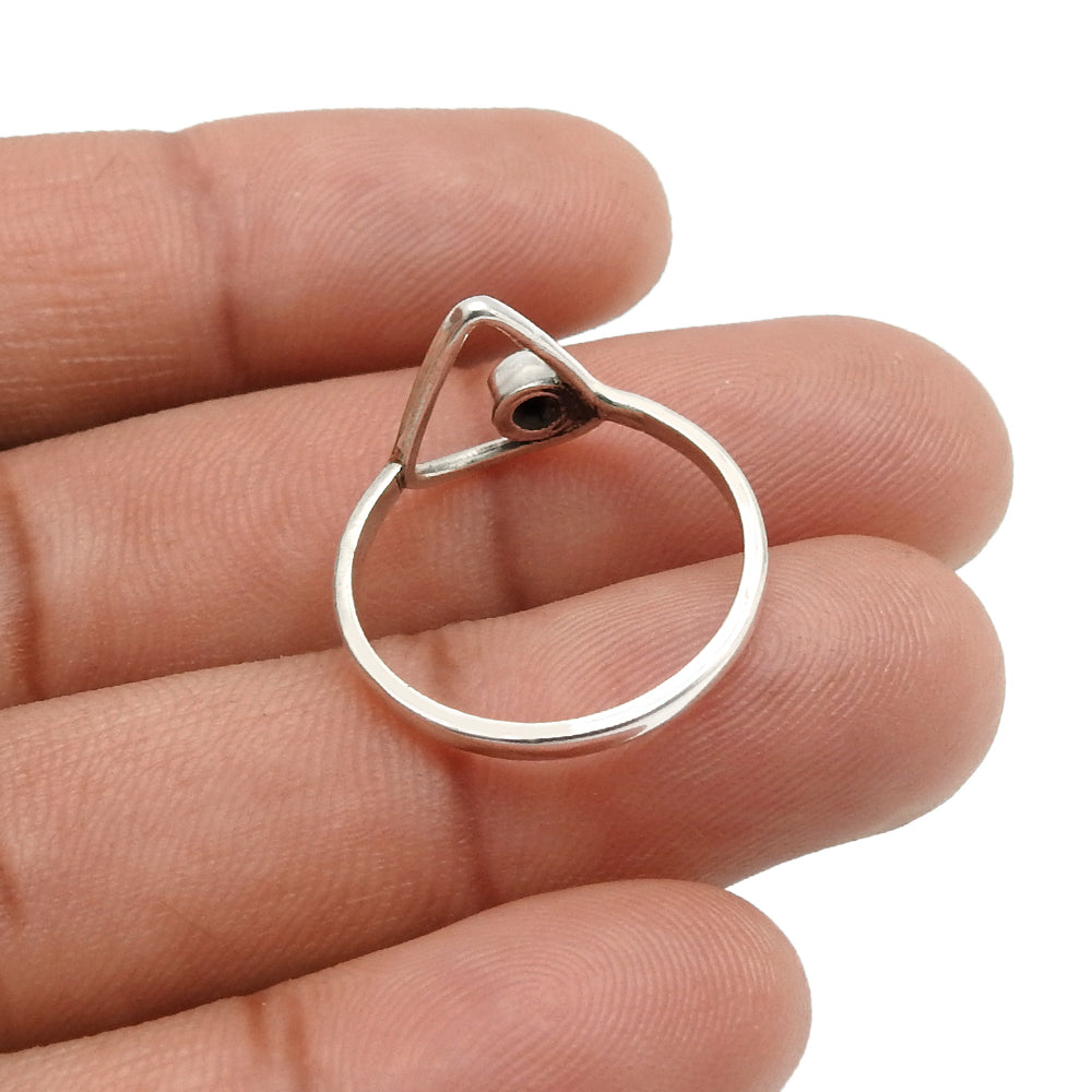 Natural Black Onyx 925 Silver Band Promise Anniversary Wife Triangle Ring