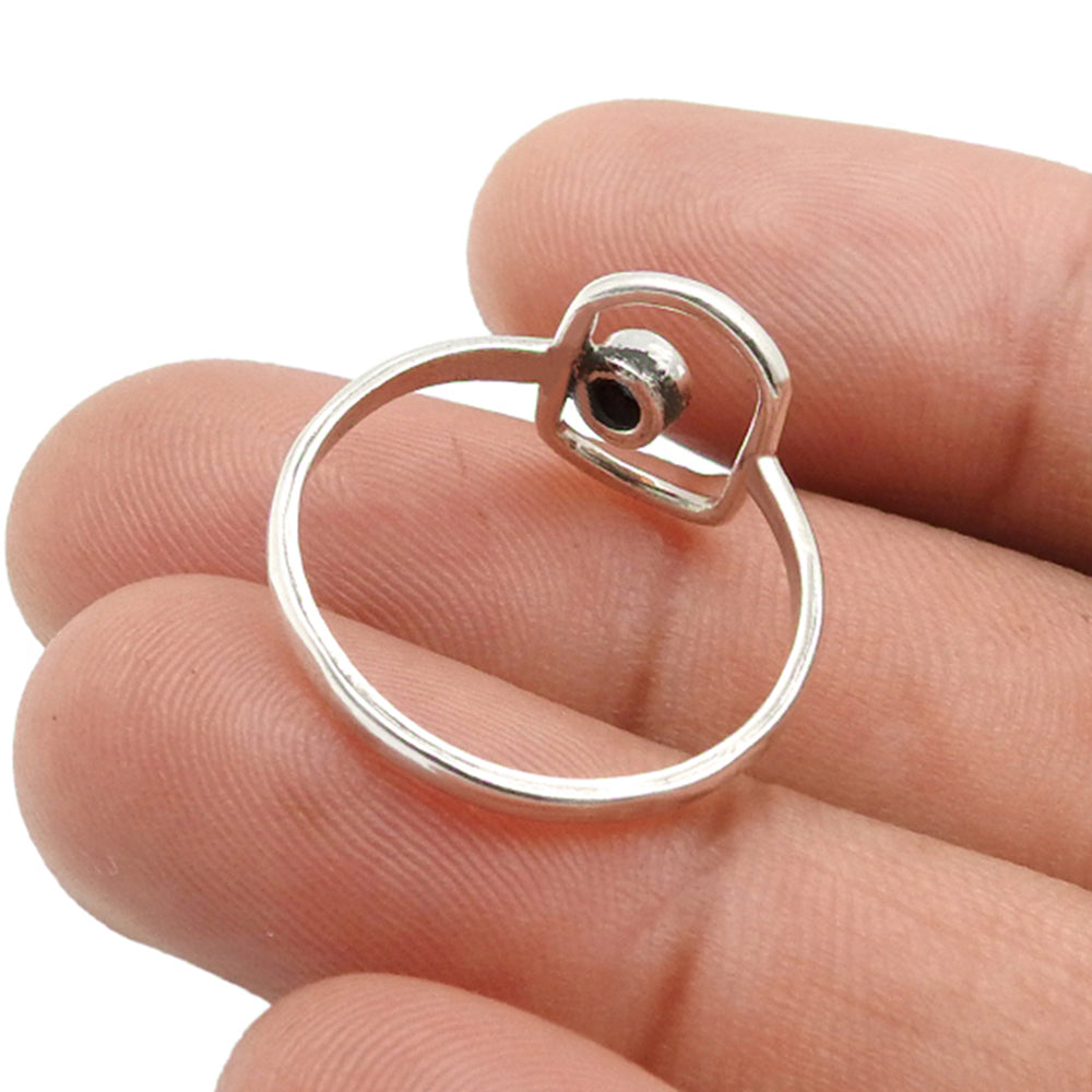 Round Amethyst Gemstone 925 Sterling Silver Handmade Band Bezel Sister Ring