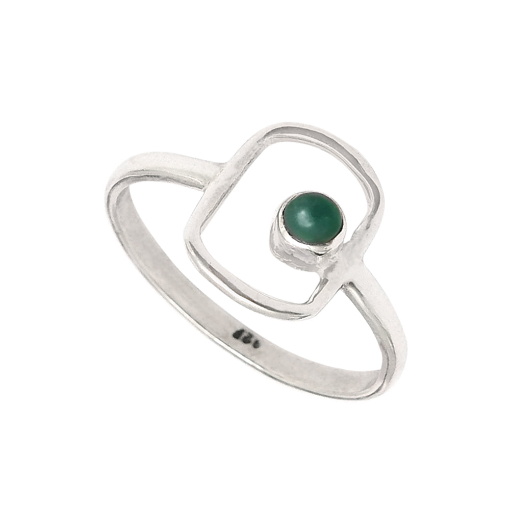 Round Green Onyx Stone 925 Silver New Band Daughter Statement Bezel Promise Ring