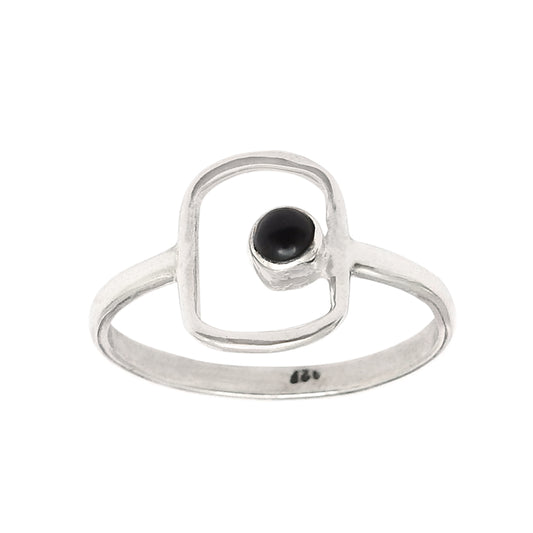 Black Onyx Gemstone Handmade Wedding New Band Boho Bezel Ring 925 Silver