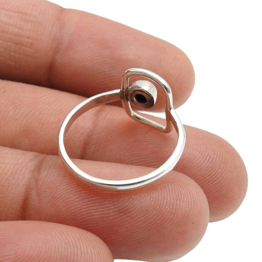 Black Onyx Gemstone Handmade Wedding New Band Boho Bezel Ring 925 Silver