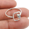 Natural Rainbow Moonstone Boho Band Art Deco Ring Solid Sterling Silver