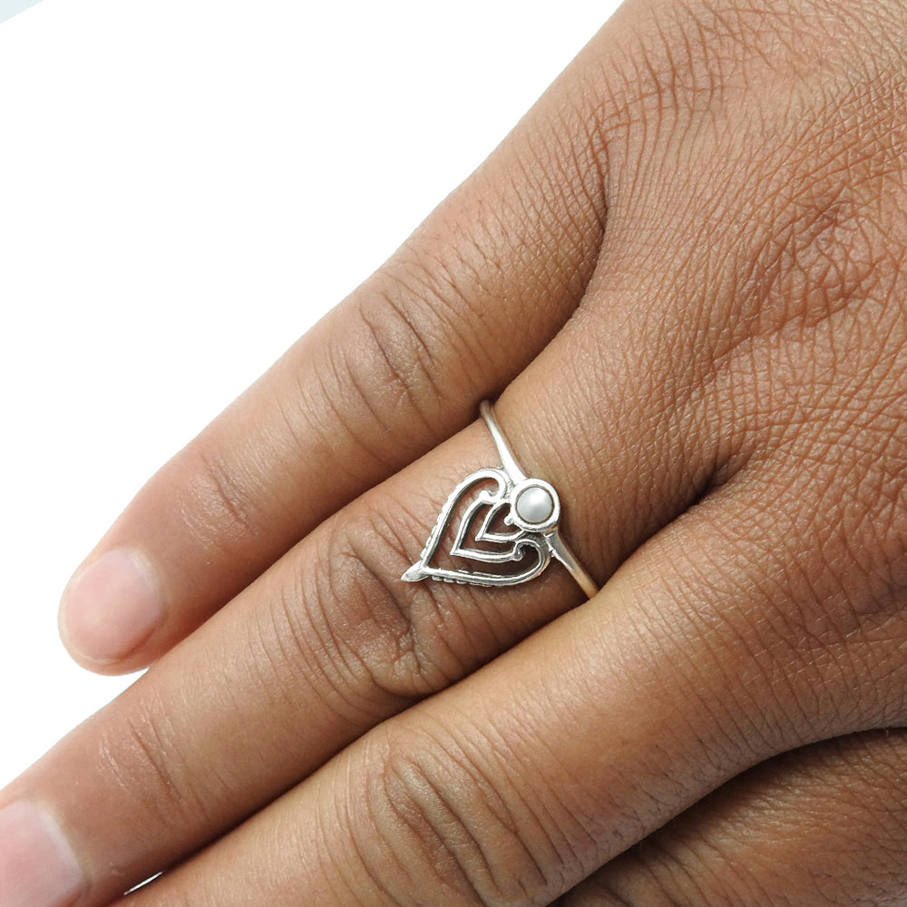 Pearl Ring 925 Sterling Silver Vintage Look Jewelry N1