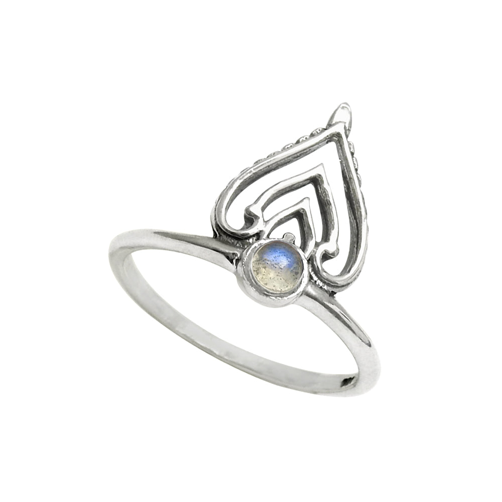 Round Labradorite Gemstone Solid Sterling Silver Mother Crown Band Ring