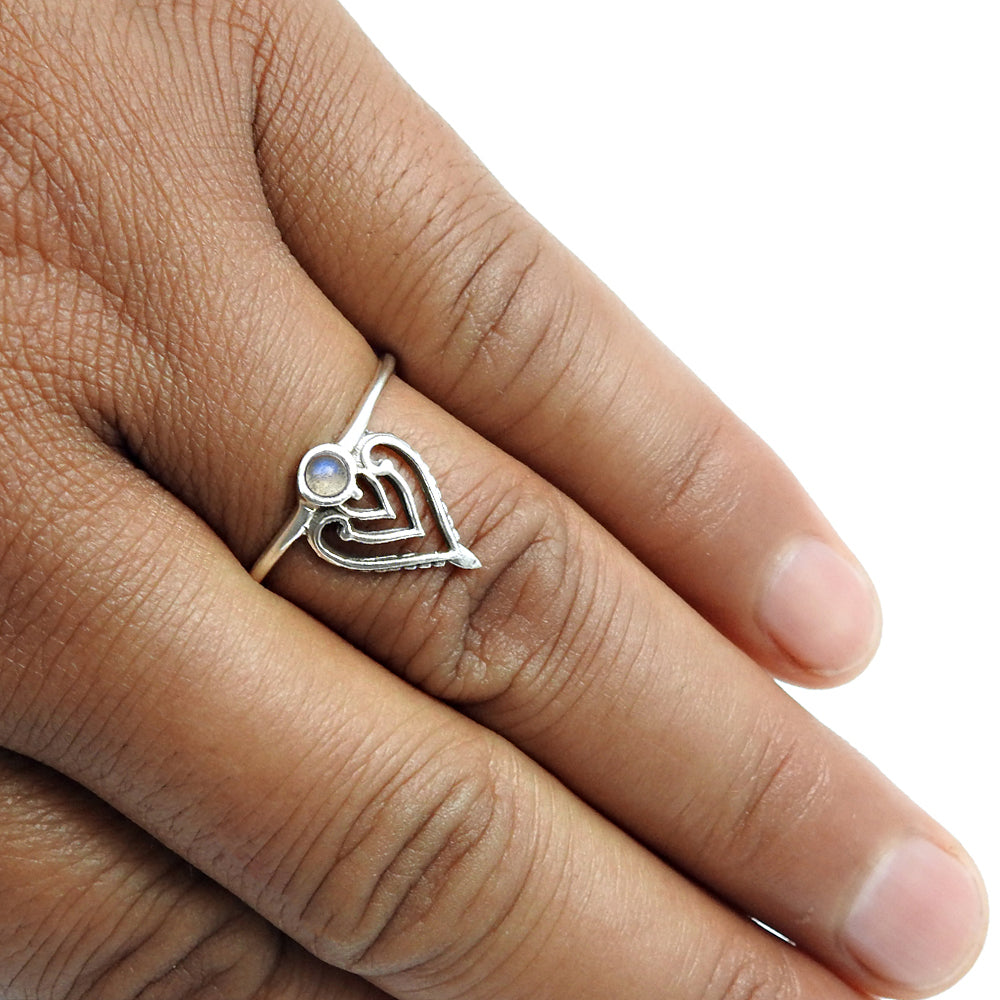 Round Labradorite Gemstone Solid Sterling Silver Mother Crown Band Ring