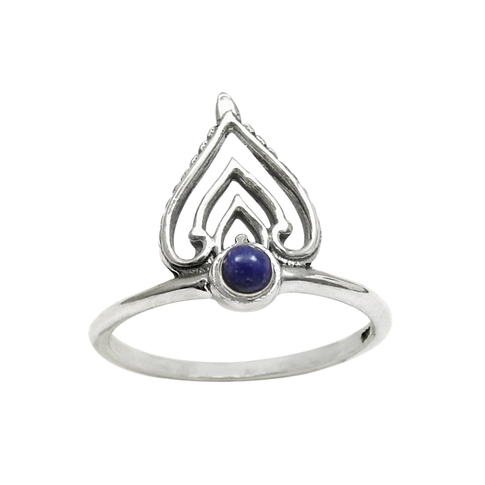 Lapis Lazuli Gemstone September Birth Crown Wife Band Ring Solid Silver