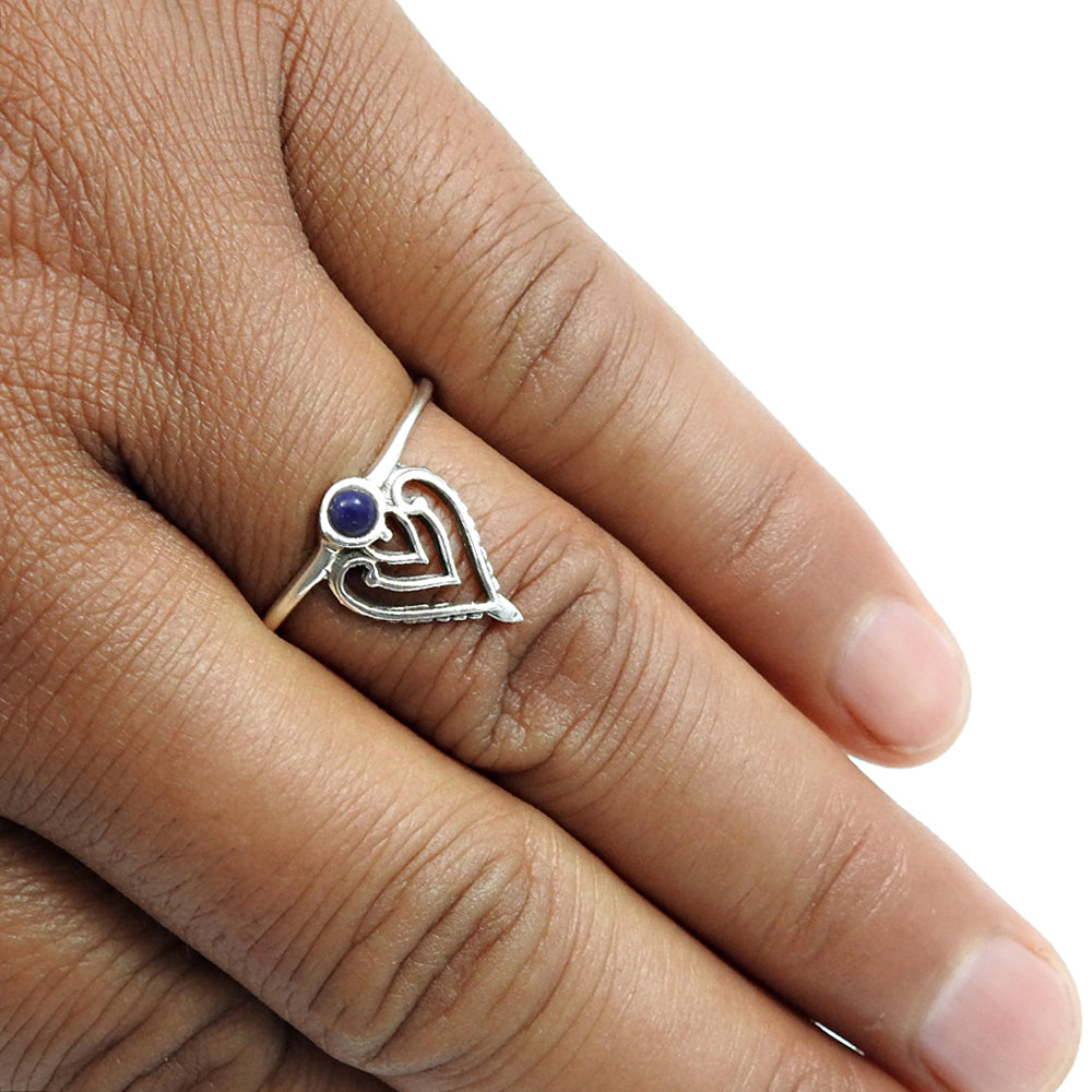 Lapis Lazuli Gemstone September Birth Crown Wife Band Ring Solid Silver