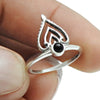 Round Black Onyx Gemstone Daughter Crown Bezel Band Ring 925 Solid Silver