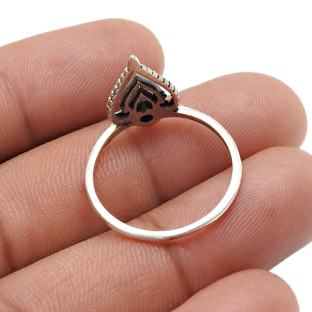 Round Black Onyx Gemstone Daughter Crown Bezel Band Ring 925 Solid Silver