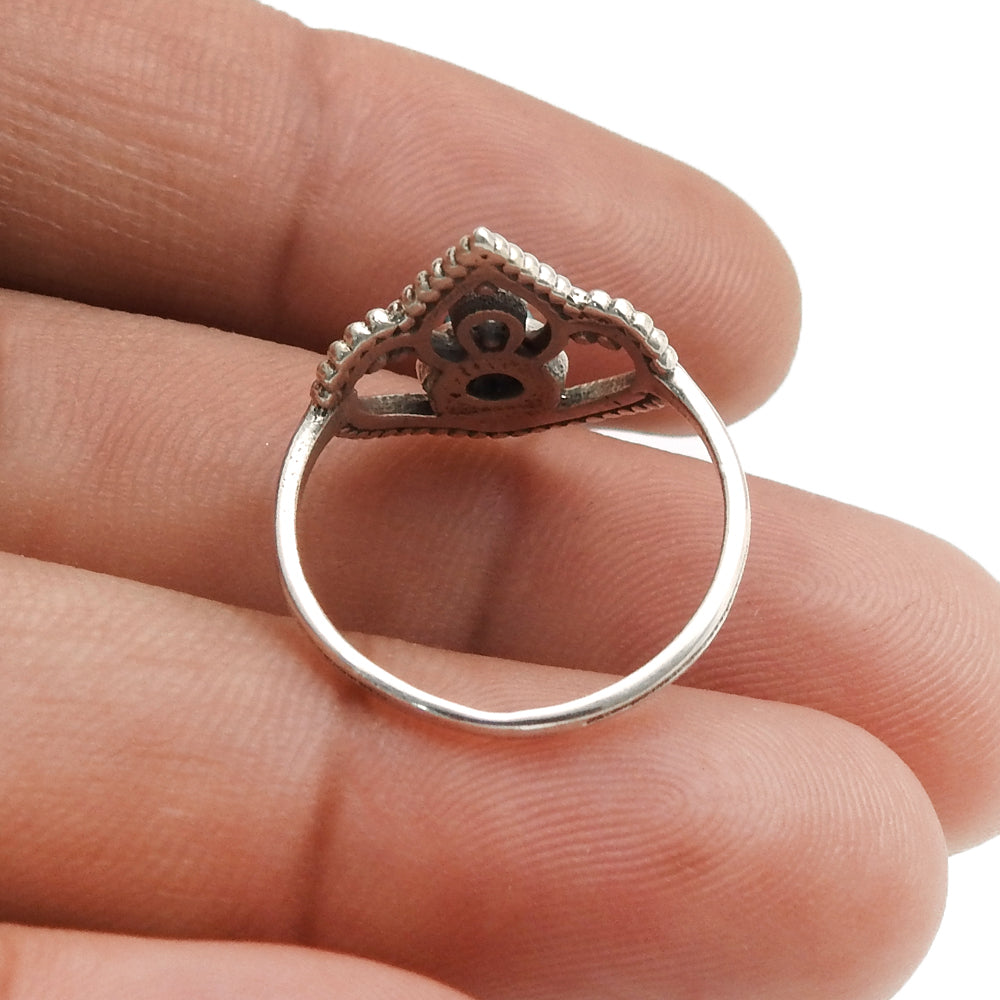 Natural Turquoise Band Anniversary Unique Crown Bezel Ring 925 Silver