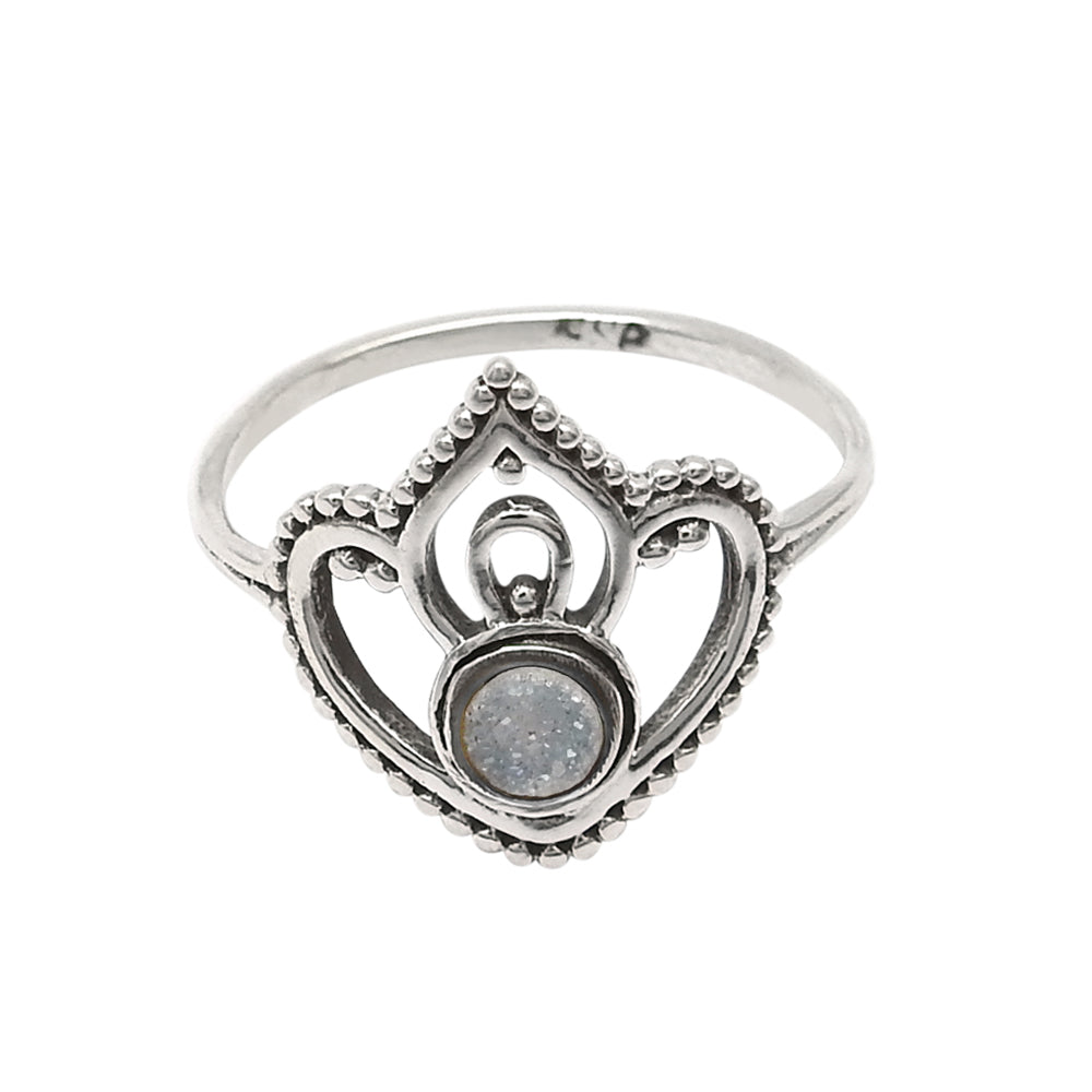 Druzy Gemstone Ring 925 Sterling Silver Handmade Jewelry